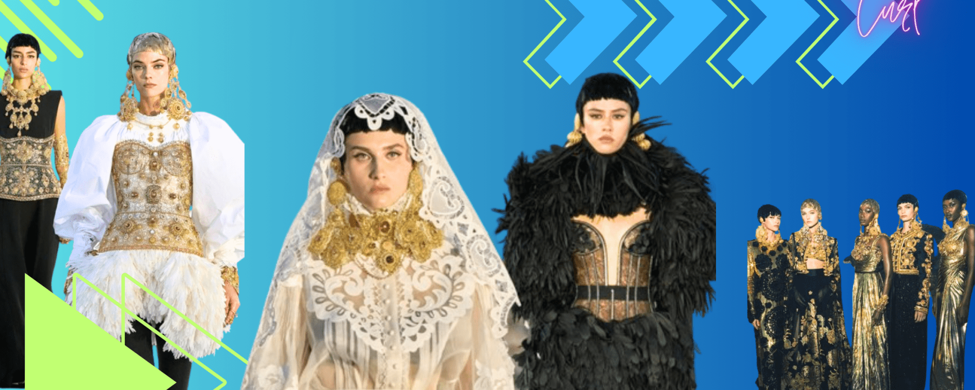 Dolce & Gabbana Alta Moda 2024 Collection Unveiling: “Dolce & Gabbana Alta Moda 2024 collection runway show at the Archaeological Park of Nora in Sardinia, featuring models in intricate gold filigree garments.