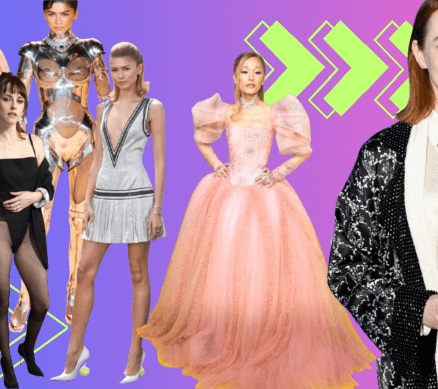 A Hollywood celebrity on the red carpet dressed in a character-inspired outfit, embodying the fashion of their latest film role to promote the movie.