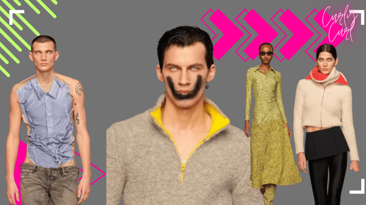 A large arena covered in graffiti, serving as the backdrop for Diesel’s Autumn/Winter 2025-26 fashion show. Models walk the runway wearing bold, deconstructed denim and utility-inspired pieces designed by Glenn Martens. The collection blends street art, craftsmanship, and futuristic aesthetics, embodying Diesel’s signature rebellious spirit.