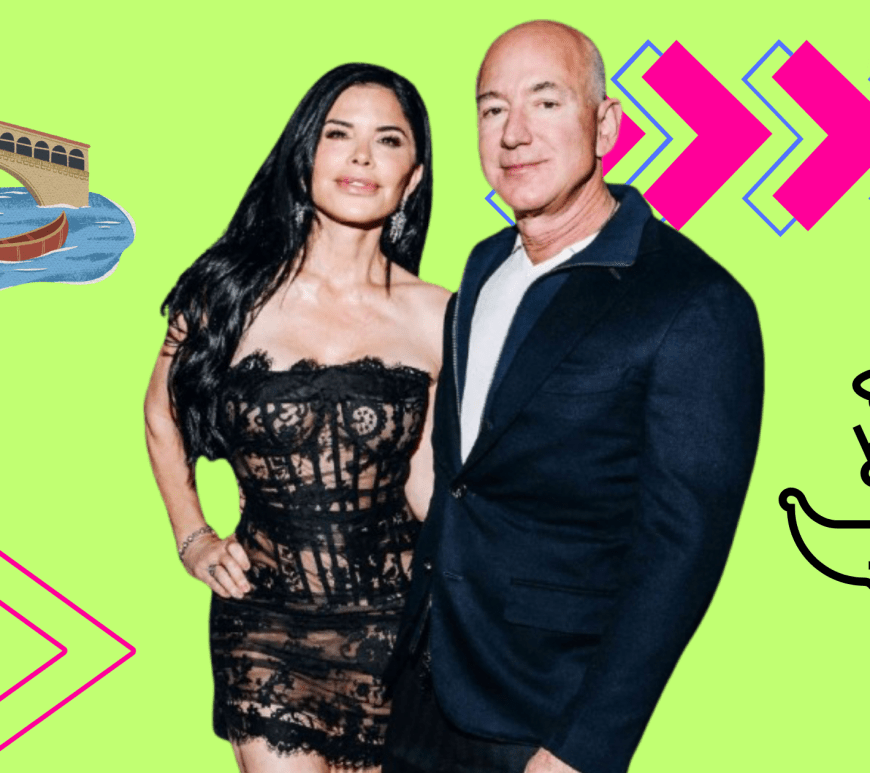 A scenic view of Venice’s Grand Canal at sunset, with historic buildings and gondolas on the water. The city, known for its rich cultural heritage, is set to host Jeff Bezos and Lauren Sánchez’s extravagant wedding, sparking discussions about the privatization of historic locations for elite events.