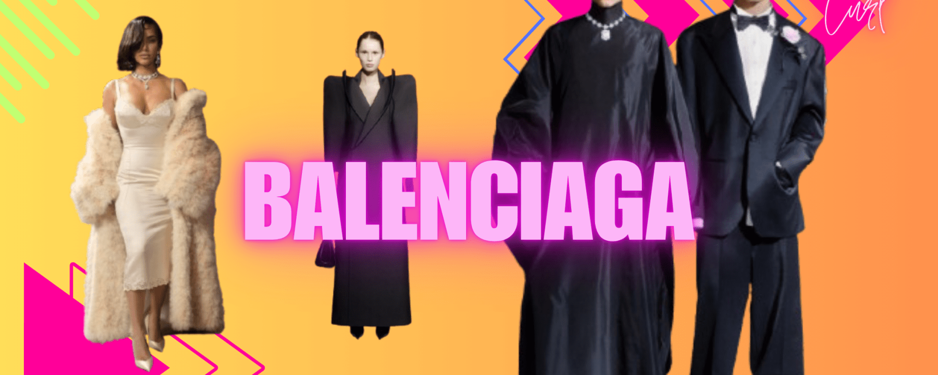 Runway scene from Balenciaga’s final show by Demna Gvasalia, held in the historic couture salon at Avenue George V in Paris. Models, including Kim Kardashian, Naomi Campbell, Isabelle Huppert, and Eva Herzigová, walk the runway in dramatic black couture looks with sculpted volumes, oversized silhouettes, and theatrical details. The audience, filled with celebrities dressed in black and white, applauds during an emotional farewell moment, marking the end of Demna’s era at Balenciaga.