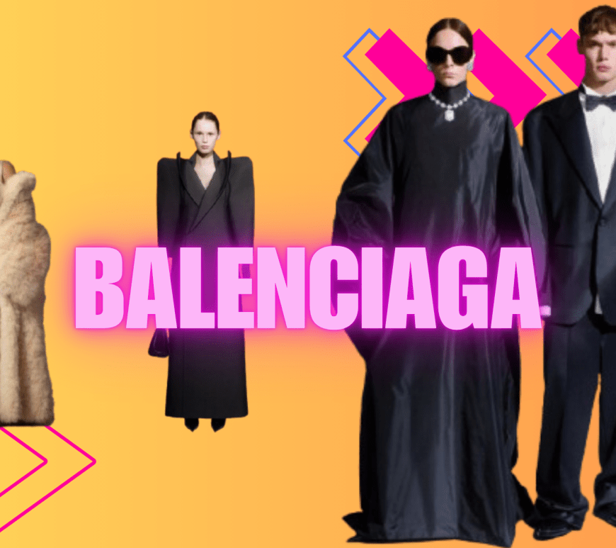 Runway scene from Balenciaga’s final show by Demna Gvasalia, held in the historic couture salon at Avenue George V in Paris. Models, including Kim Kardashian, Naomi Campbell, Isabelle Huppert, and Eva Herzigová, walk the runway in dramatic black couture looks with sculpted volumes, oversized silhouettes, and theatrical details. The audience, filled with celebrities dressed in black and white, applauds during an emotional farewell moment, marking the end of Demna’s era at Balenciaga.