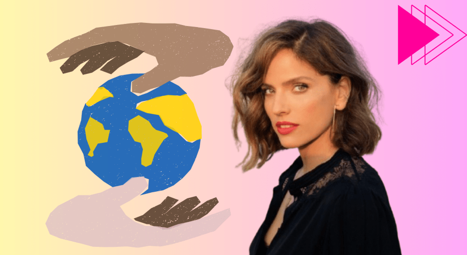 Noa Tishby, Israeli actress and activist, giving a public statement on Israel, Hezbollah, and Iran’s nuclear threat