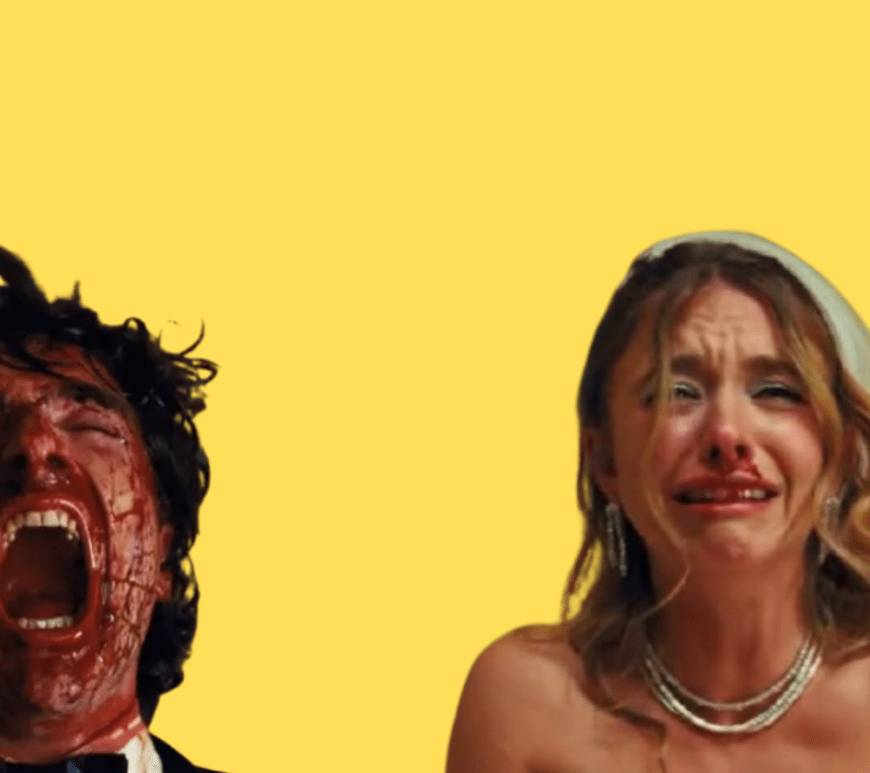 A glamorous wedding reception turns dark as a bride in white cries on the floor while chaos erupts around her inside a luxury mansion.