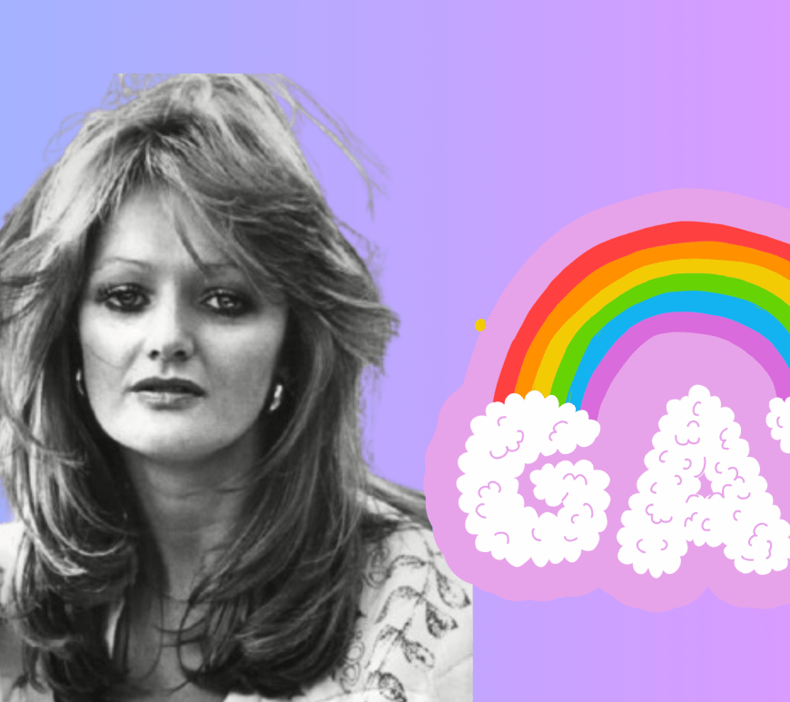 A nostalgic tribute to Bonnie Tyler featuring a glamorous 1980s-inspired nightclub atmosphere, with a packed G-A-Y London dance floor full of people singing along passionately to Total Eclipse of the Heart, celebrating her iconic music, dramatic ballads, and unforgettable LGBTQ+ nightlife memories. 🕊️