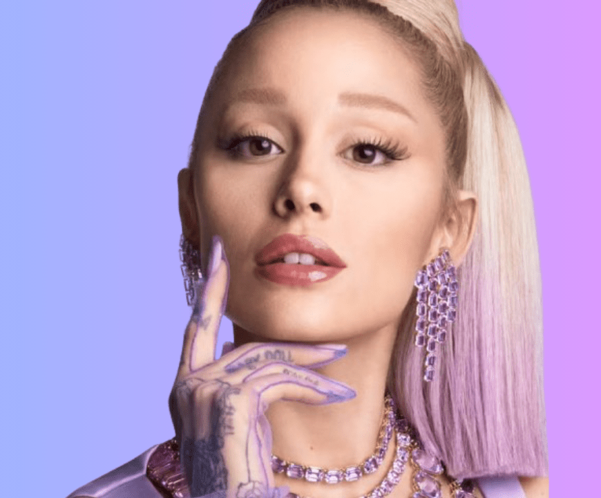Ariana Grande in a glamorous portrait during the Eternal Sunshine era, looking away from the camera with a soft expression. The image accompanies a news article about her decision to step back from public life after completing her Eternal Sunshine Tour due to ongoing public scrutiny.